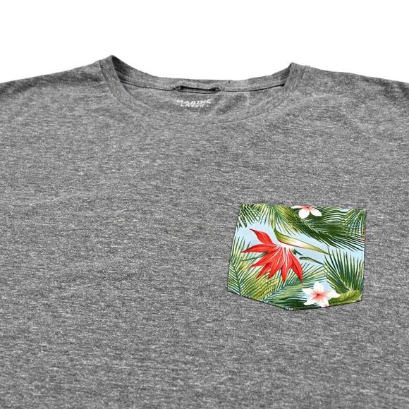 Marine Layer Short Sleeve Shirt Mens Floral Pocket Heather Gray T-Shirt Medium - Picture 1 of 9